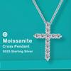 Full Moissanite Cross Pendant Necklace Original 925 Sterling Sliver Chain Plated 18k White Gold Fine Necklace for Women
