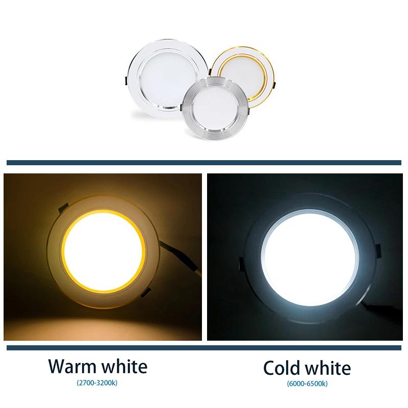 LED Downlight 12V 24V 110V 220V Spot Three Colors 5W 9W 12W 15W 18W Recessed In LED Ceiling Downlight Light Cold Warm White Lamp