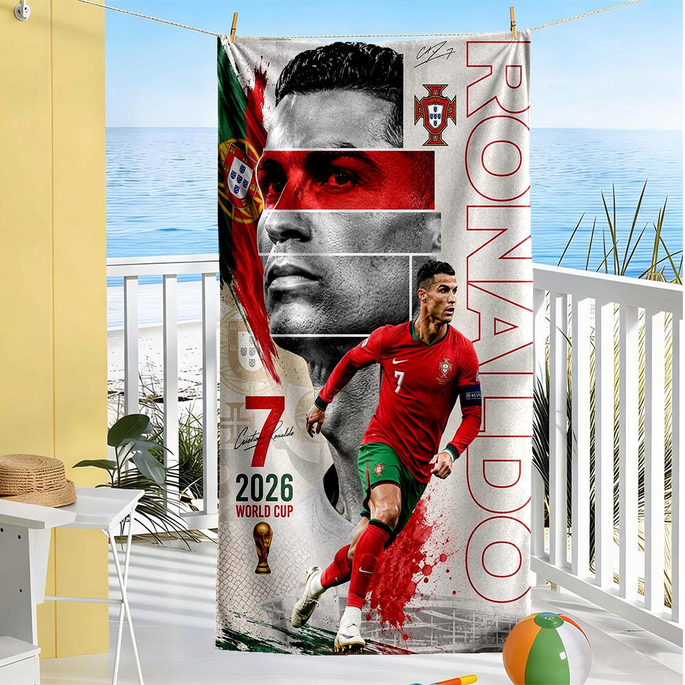 Cristiano Ronaldo Beach Towel Soft Durable Quick-Dry Comfortable Lightweight Suitable for Sports, Travel, Swimming, Yoga, Bathroom, Beach, And Pool