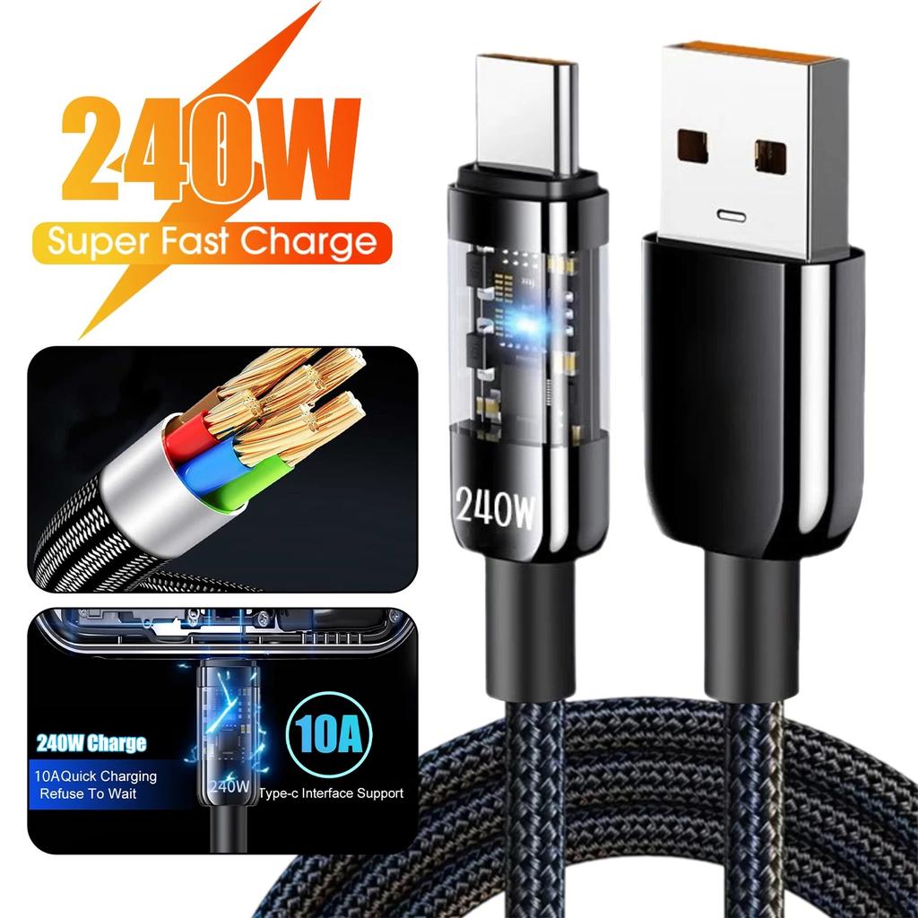 240W Super Fast USB A To Type C Cable USB C Charge For Huawei Samsung Mobile Phone Quick PD Cable Adapt For 15/16