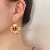 Fashionable Rice Bead Alloy Flower Earrings with Unique Design, Floral Earrings That Are Versatile and Elegant