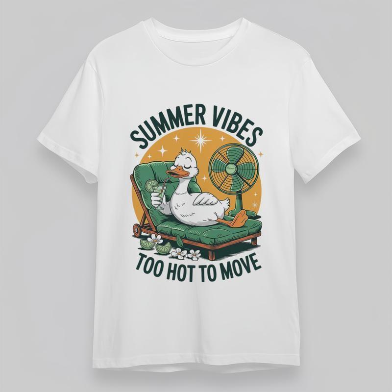 Women's Oversize All-Season Soft Trend Classic T-Shirt Mens Womens Tees Top Duck On Chair Graphic Tee