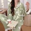 Women's Cardigan Long-sleeved Long Pants Cotton Pajamas Homewear   New Women's Cute Cartoon Comfortable Suit Can Be Worn Outside