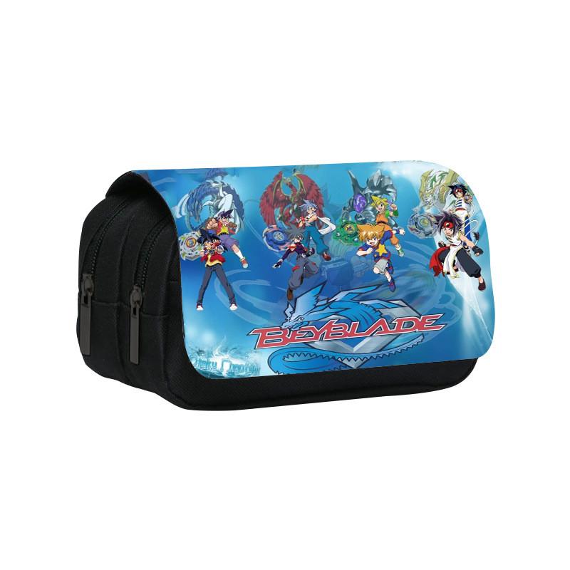 Beyblade Cartoon Character Print Student Double Layer Stationery Storage Bag For School And Travel Use