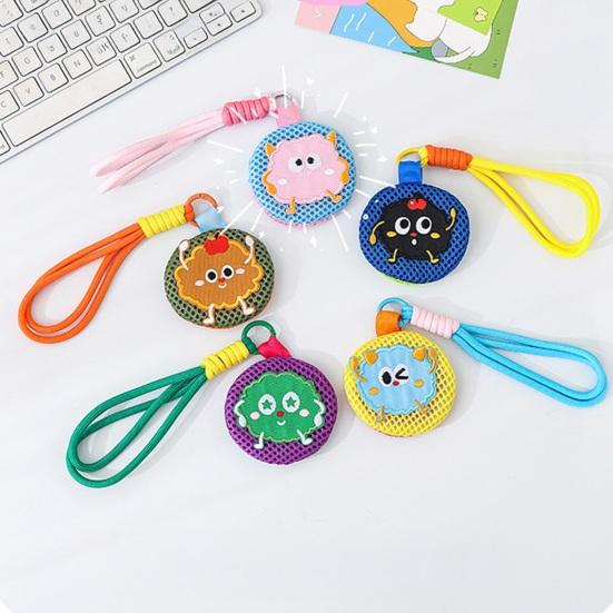 Portable Mosquito Repellent Case Cartoon Keychain Pouch, Holder Round Breathable Mesh Fabric Bag Bag, Earbud for Backpack Handbag Small Accessory