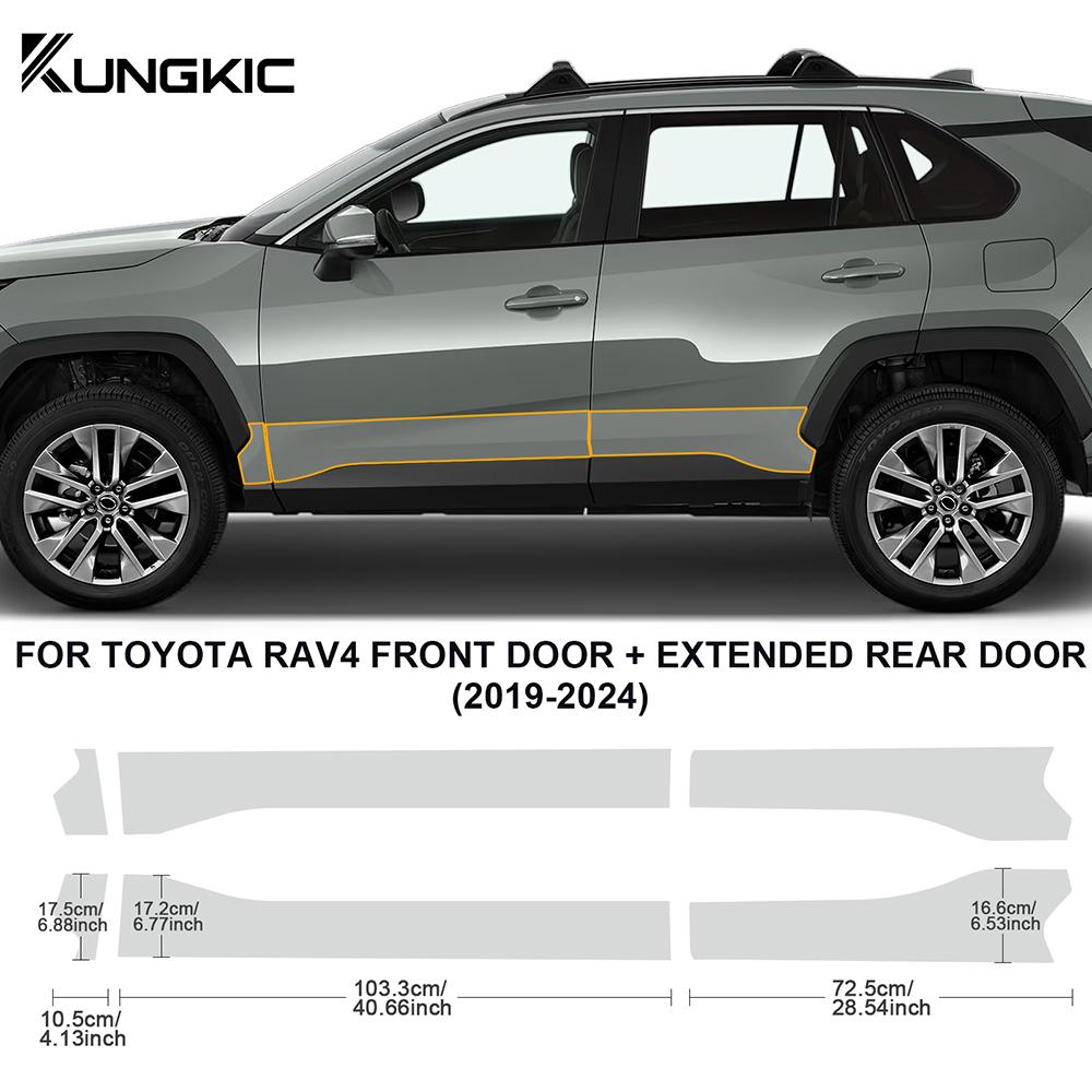 KUIC для Toyota Rav4 -2024 Треугольная Защитная Пленка на Дверь Автомобиля PPF TPU Наклейка на Пороги Прозрачная 8,5 мил Предотформованная