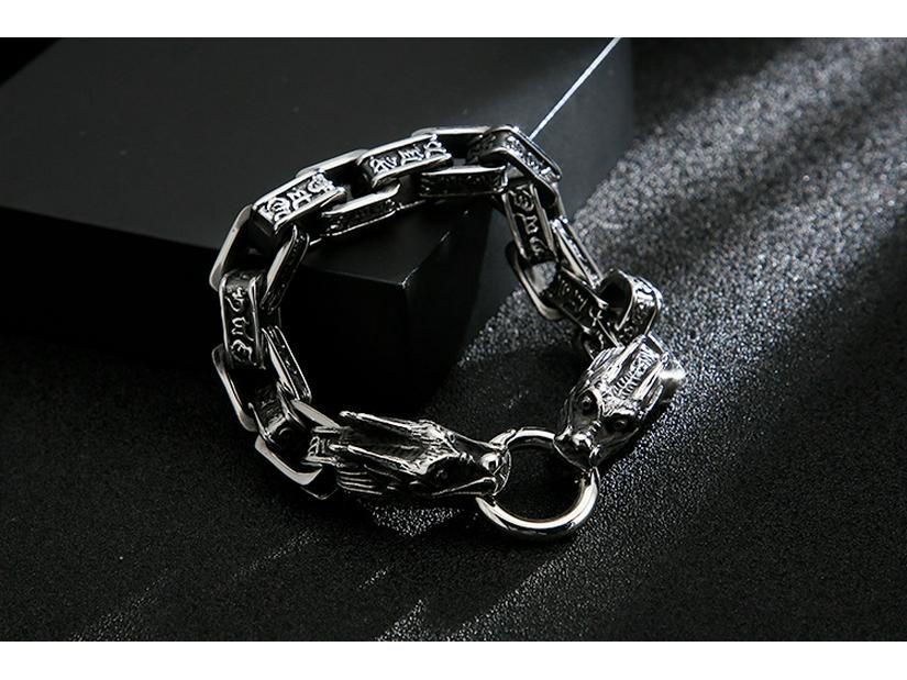 Мужской ретро браслет из титановой стали с драконом - Европейская и американская мода