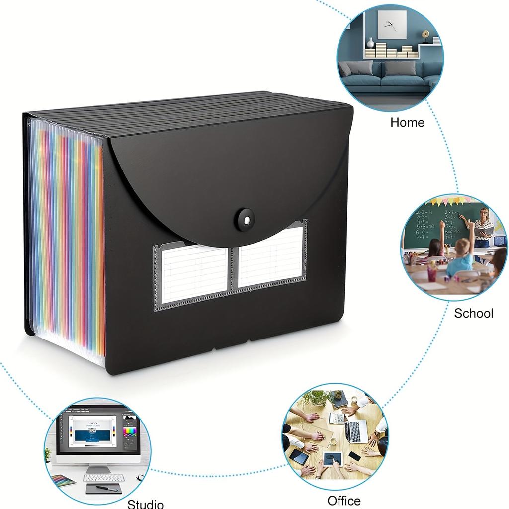 1 шт. Органайзер для файлов на 25 карманов, Расширяющийся пластиковый бокс для хранения, Папки-органайзеры для бумаги/документов/квитанций (Формат A4/Letter) Папка-стойка