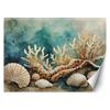 Wallpaper Sea Shells and Starfish Turquoise