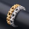 New Product with Exaggerated Personality and Temperament, Large Full Diamond Chain, Hip-hop Bracelet, Creative Motorcycle Chain