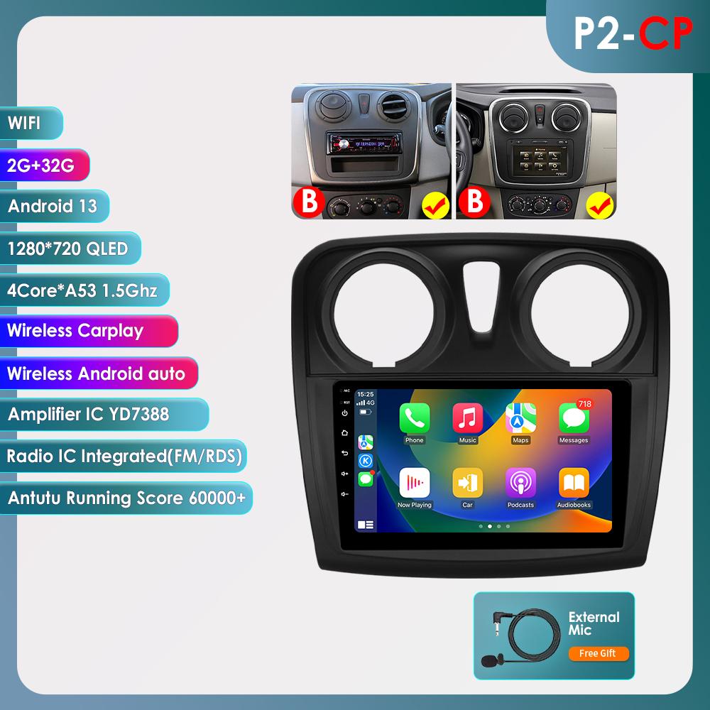 Hizpo Carplay 4G Android 13 автомобильное радио для Renault Logan 2 2014 - 2019 Sandero 2 мультимедийный видеоплеер GPS 2din Автомагнитола 7862 интеллектуальный экран