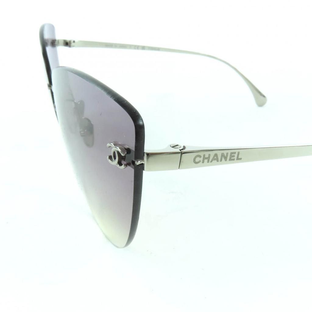 Excellent CHANEL sunglasses COCO Mark Cat's Eye Silver titanium Women 4273-T Used