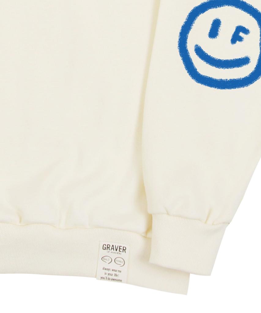 GRAVER [Unisex] Elbow Spray Dot Smile Sweatshirt_Cream