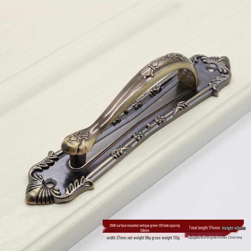 Евро Ретро Железная и Деревянная Ручка для Большой Двери - Антикварный Стиль Накладная для Раздвижной или Платяного Шкафа