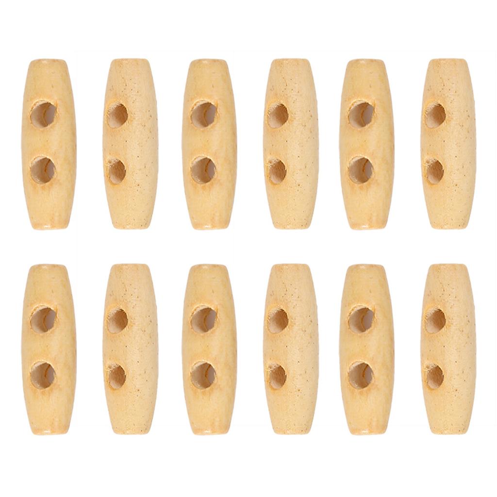 50pcsLot Button Wooden 2 Holes Coat Duffle Toggle Wood Horn Sewing Knitting Buttons 30mm