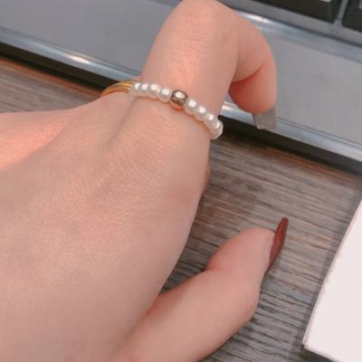 Жемчужное кольцо Корейская версия простого и универсального студенческого кольца на мизинец, сочетающегося с персонализированным кольцом на указательный палец, изысканные украшения