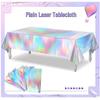 Iridescent Laser Tablecloth: Disposable Rainbow Plastic for Christmas & Birthday Parties