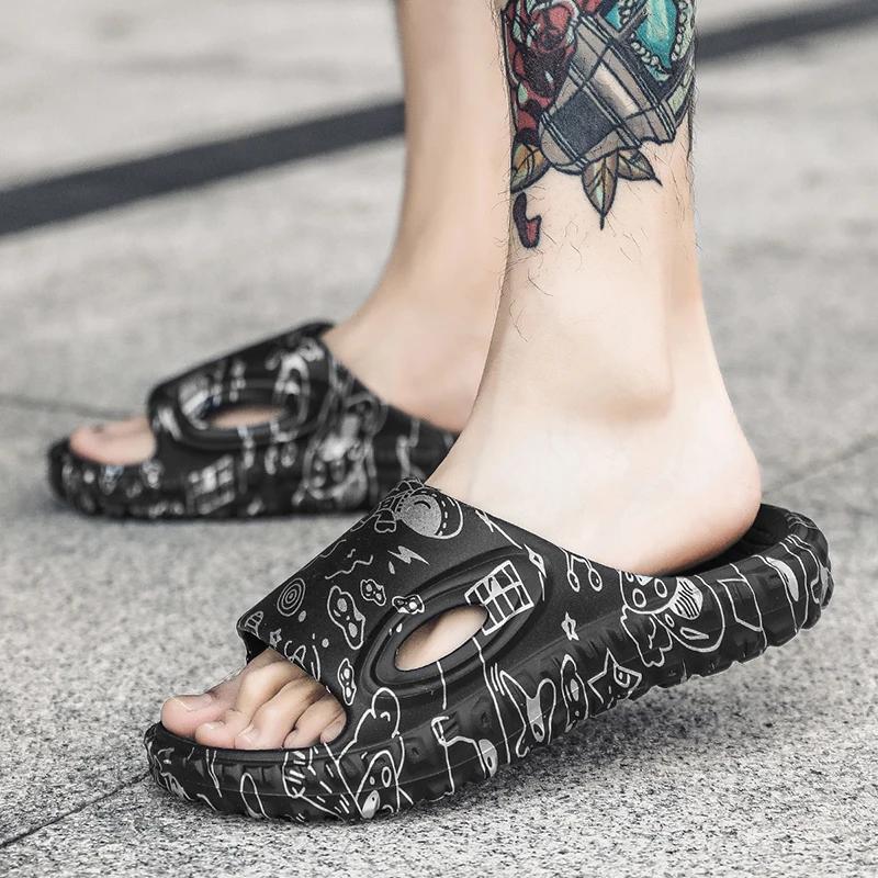 Модные мужские тапочки, легкие пляжные сандалии, нескользящие, Eva, мужские домашние тапочки для ванной, удобные шлепанцы для улицы