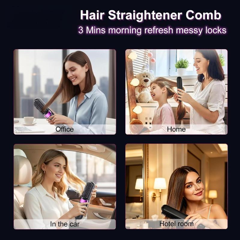 2026 Cordless Anti-Frizz Hot Hair Brush Quick Styling Fast Heat Ionic Ceramic Care Digital Display Type-C for Fine Normal Slightly Wavy Hair