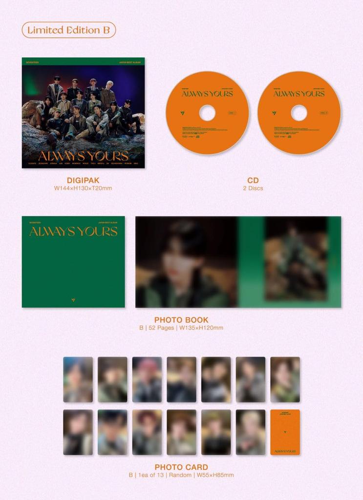 SEVENTEEN ЯПОНСКИЙ ЛУЧШИЙ АЛЬБОМ Пресс Ограниченное издание Книга "ALWAYS YOURS" (Первая буква Б) (Набор из 2 дисков) (Фото включено)