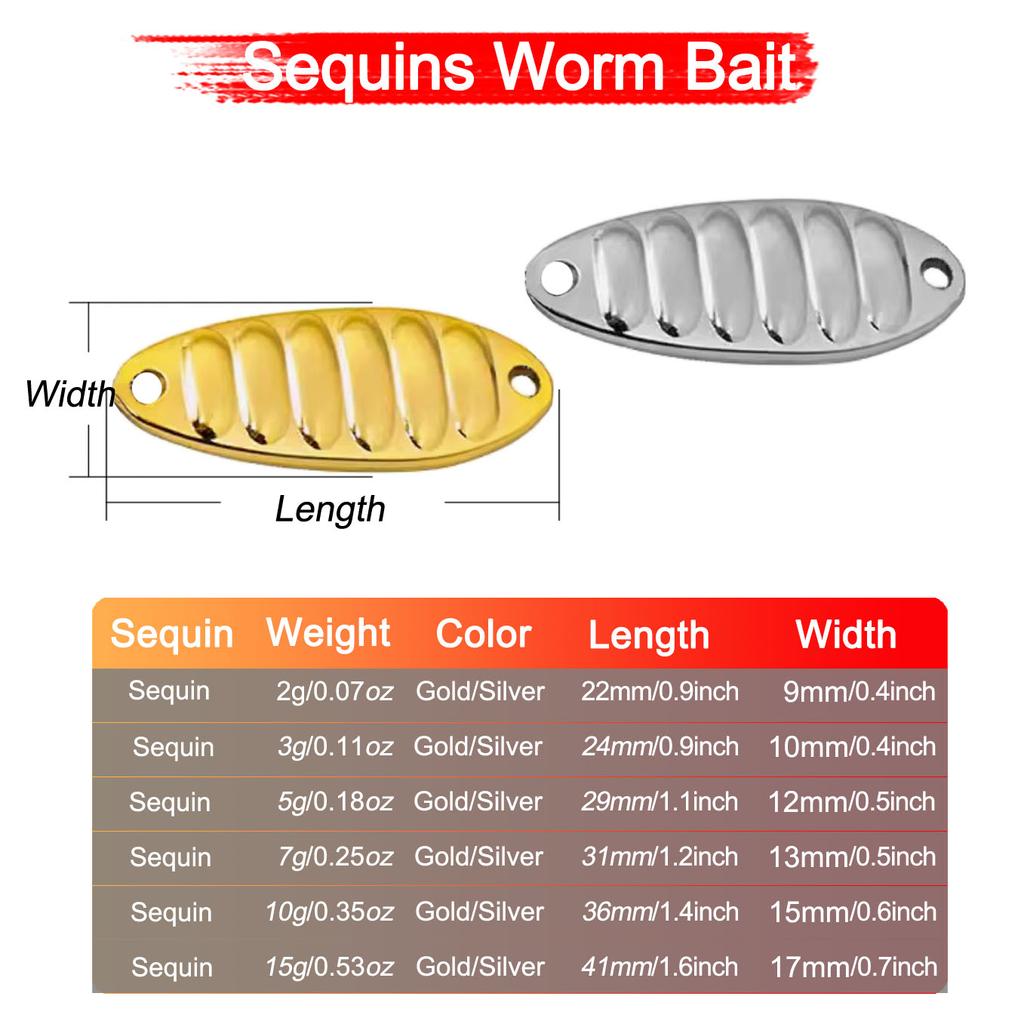 3Pcs Sequins Worm Bait Fly Fishing Accessories Bionics Bait With Rotating Sequins Fishing Goods Artificial Bait