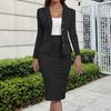 Женский деловой костюм с юбкой, пиджак с длинным рукавом и юбка-карандаш, повседневный офисный комплект из 2 предметов