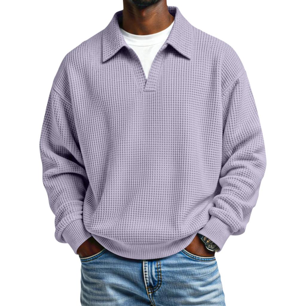 Men's Collarless Casual Sweatshirt Without Buttons