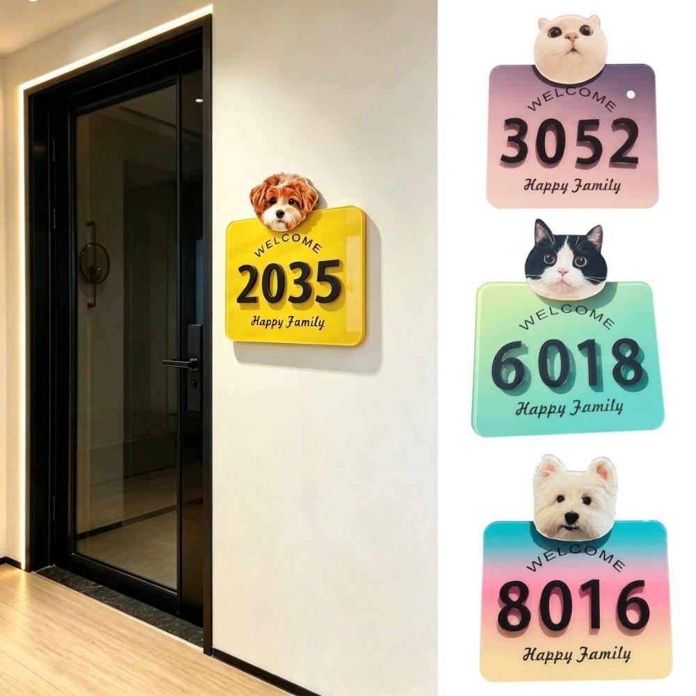 Acrylic House Number Sticker Creativity Personality Door Sign Entry Door Numbe Self-built House