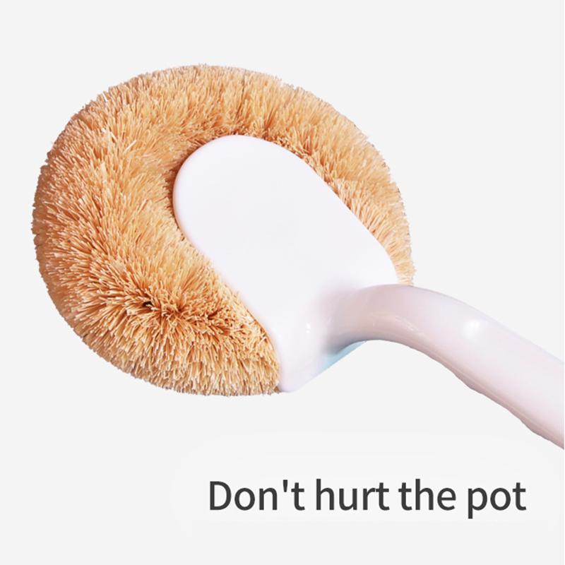 Щетка для кокосовой кастрюли с антипригарным покрытием, антипригарная щетка для мытья масла, не повредит кастрюлю, щетка для чистки с длинной ручкой, щетка для кухонной мойки
