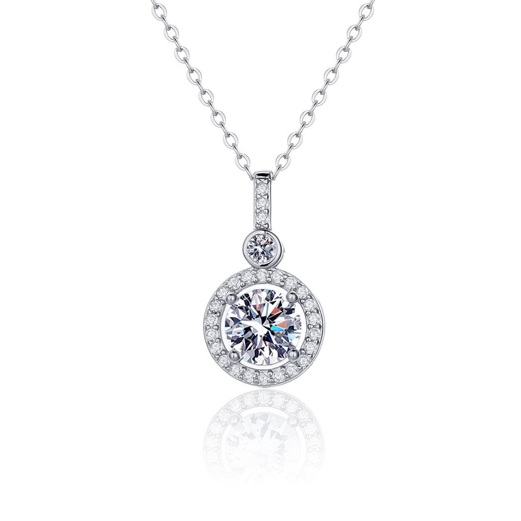 Necklace For Women 100% Sterling S925 Silver With White Gold Plated Lab Diamond Jewelry Wedding Pendant Zircom