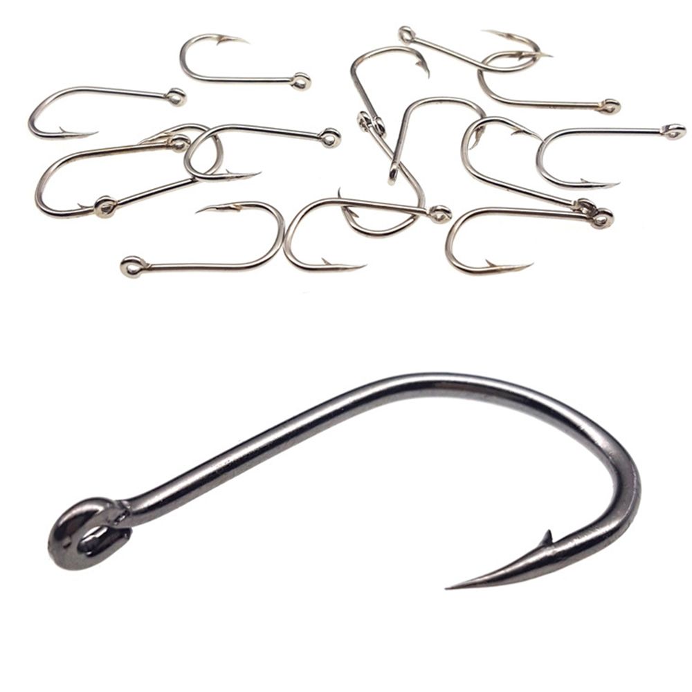 100Pcs 1 Box New 10 Sizes Carbon Steel Fish Bait Fishook Fishing Hooks Durable Head