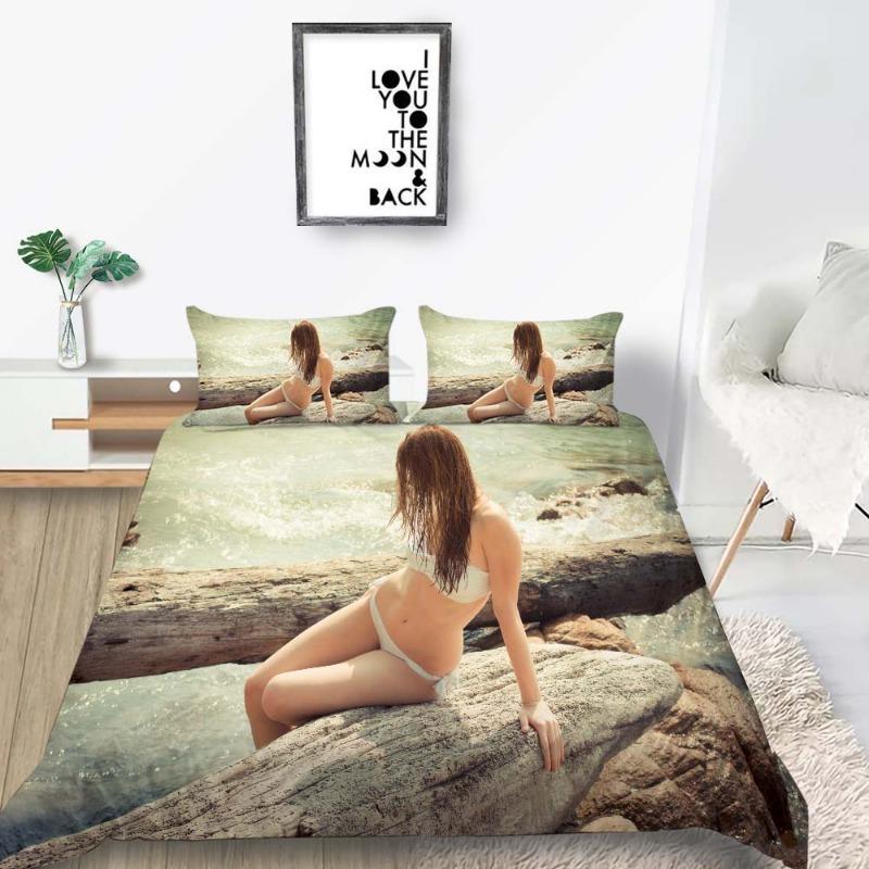 Комплект постельного белья с 3D-бикини, наволочка с пододеяльником Sexy Beauty Down, покрывало из сверхтонкого волокна, односпальная двуспальная кровать