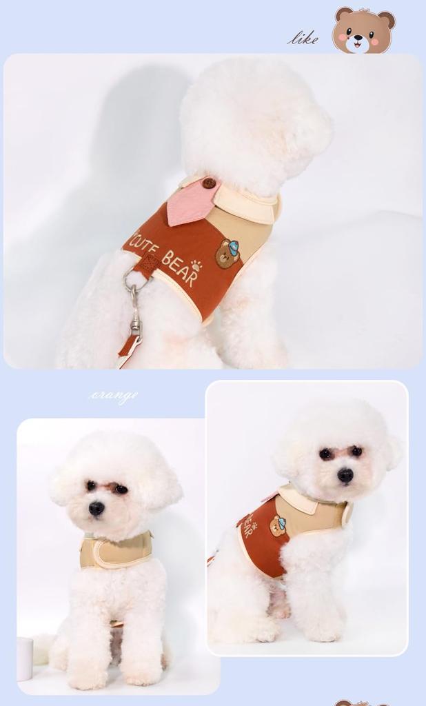 Homie Pettie Dog Harness for Small Lightweight Chest and Back Harness with Cat Harness and Traction Rope Mesh Ideal for Toy Shiba and Bikuma Walking