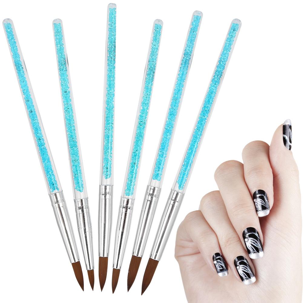 6pcs Nylon Hair Nail Art Brush DIY Flower Pattern Nail Painting Drawing Brush Pen