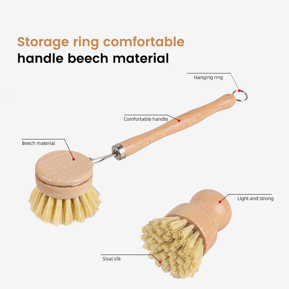 Dish Cleaning Brush Long Handle Pan Brush Solid Dish Scrubber Brush Wear-resistant