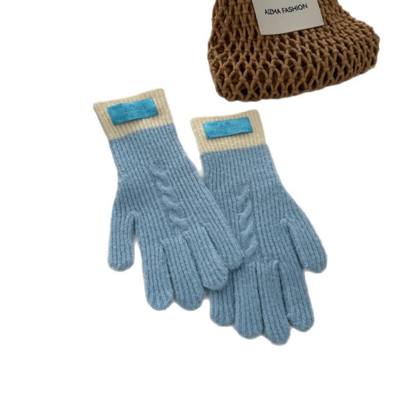 Женские длинные перчатки крупной вязки с цветными блоками для осени/зимы - Теплые, Защищающие от холода, Утепленные, для защиты рук при езде на велосипеде