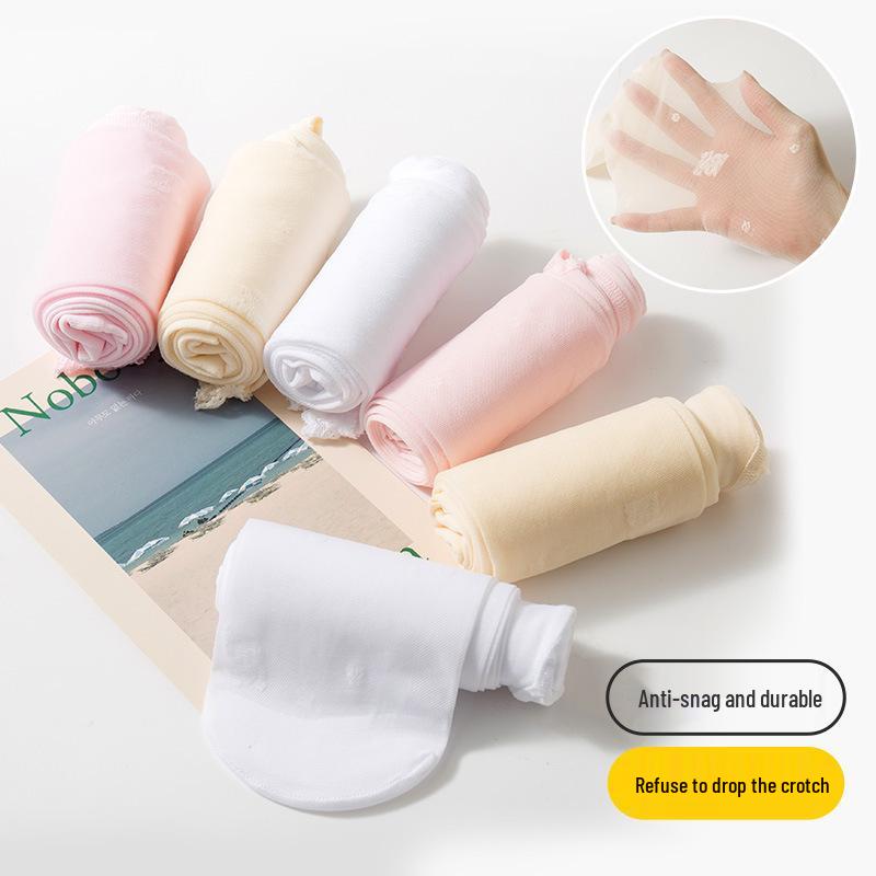 Детские летние кружевные противомоскитные колготки - Белые тонкие девятиточечные носки для танцев