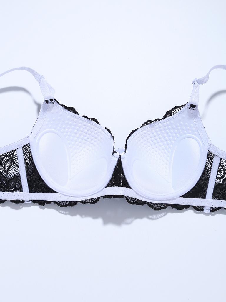 Европейские и американские женщины сексуальный комплект нижнего белья с цветными блоками комплект нижнего белья с тонкими чашечками кружева регулируемый бюстгальтер пуш-ап и стринги комплект