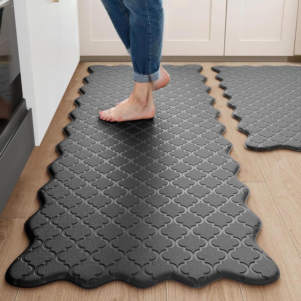 Wear-resistant Kitchen Rug Thickened Door Mat Comfortable Scalloped Embossed Kitchen Mat Office