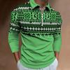 Men's New Zip Casual Slim Men's Slim African Style Digital Print Long Sleeve Polo Shirt