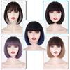 XINRAN Women Fashion Dark Blue Short Straight Bob Wig with Bangs Shoulder Length Synthetic Fiber Wig for Lolita Party Cosplay Daily Use