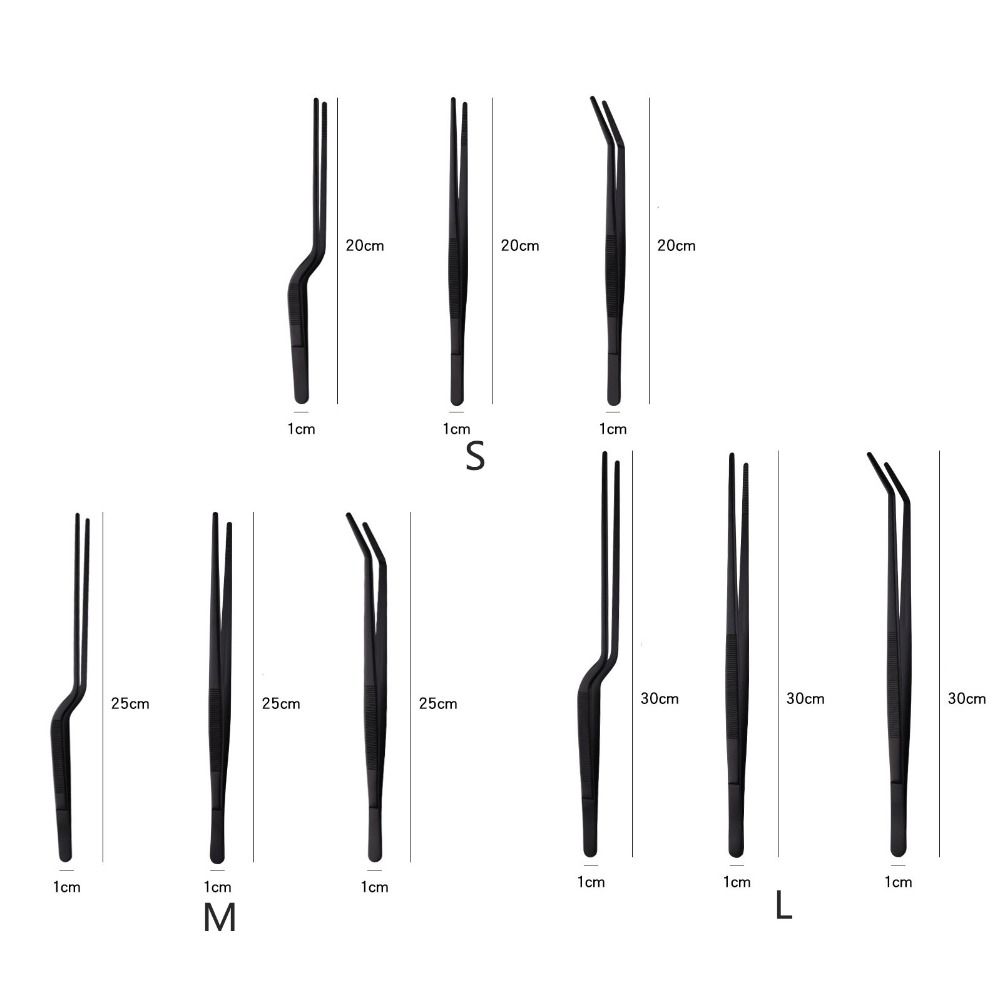 Stainless Steel Food Tweezer Black Grill Clip Multipurpose Barbecue Tongs Bread