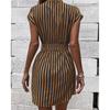 Весна-лето женские повседневные платья без рукавов в полоску со шнуровкой