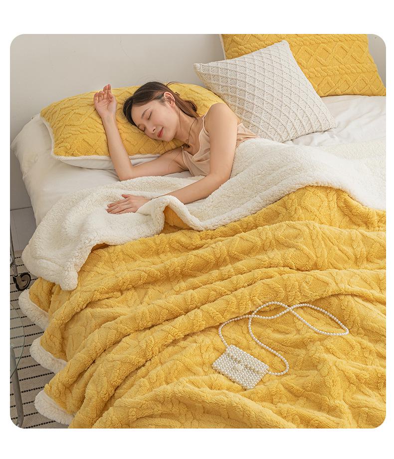 Плюшевый многоцветный плед из овечьей шерсти и тафты - Идеален для офиса, осени, зимы и всех сезонов