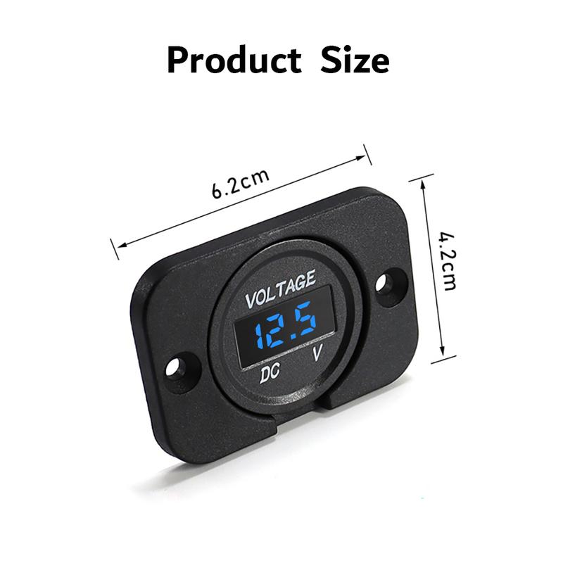 Digital Voltage Meter DC 12-24V Waterproof Round Meter Car Voltmeter with LED Digital Display Panel for Car Motorcycle Boat RV