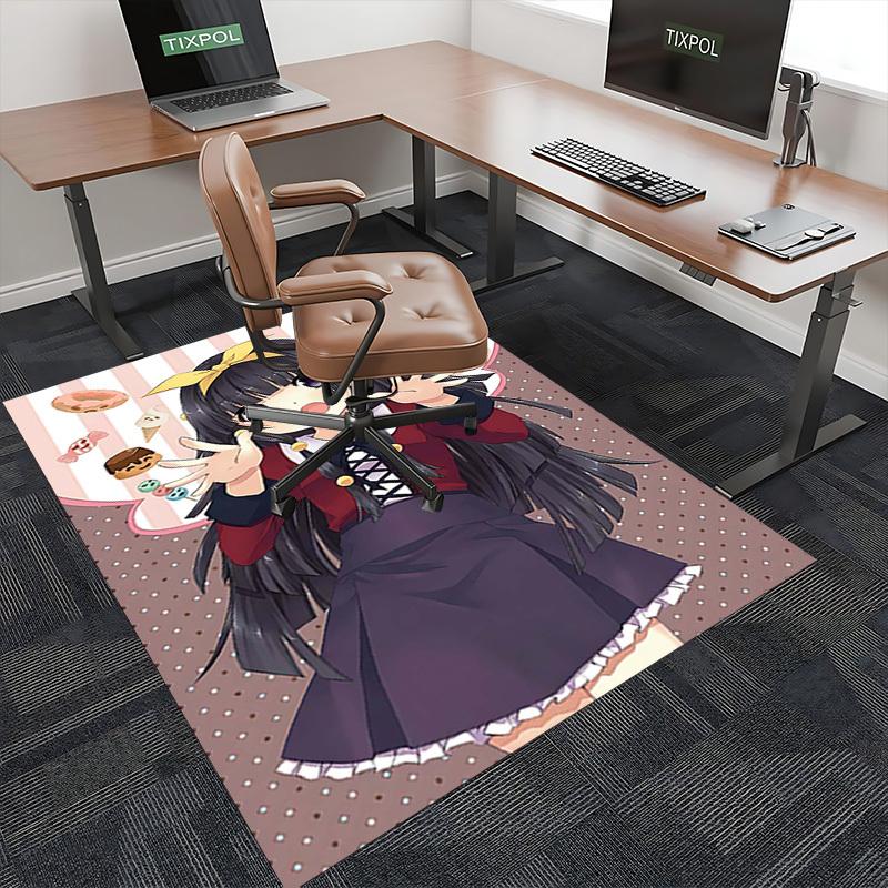 1pc Anime Cute Girl Chair Mat - Sweet Treats & Desserts Office Carpet, Anti-Slip Rug for Home Decor, Desk Pad, Game Room, Dormitory Flooring Gift.Q033
