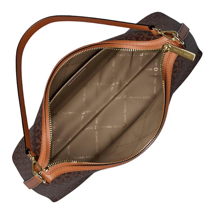 Michael Kors Sammy Gold Hardware Logo Print Coated Canvas Synthetic Leather Shoulder Bag Medium Women shoulder bag Brown 35T6G8SC6B-BROWN