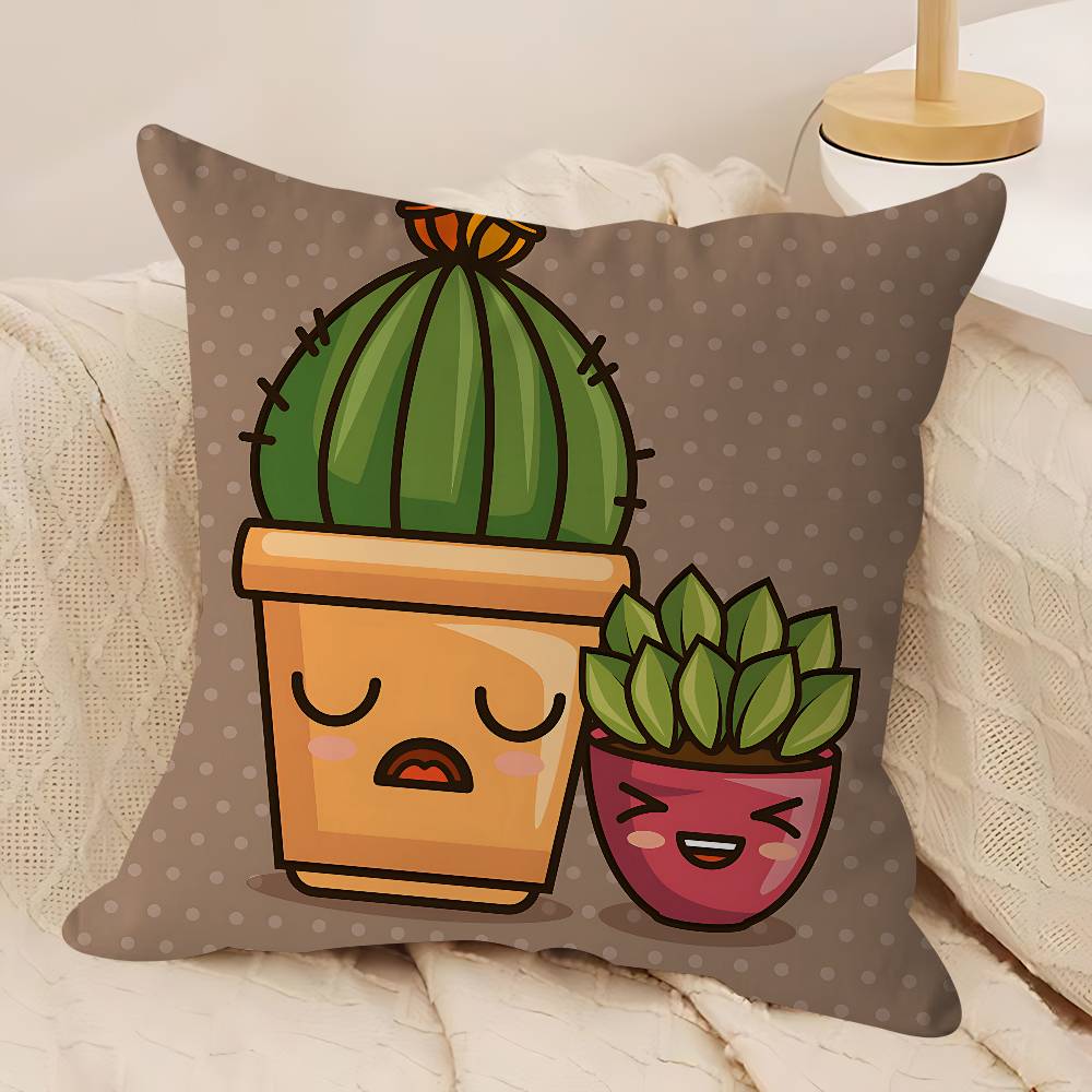 Cute Cartoon Succulent Pillow Gifts Home Office Furnishings Bedroom Sofa Car Cushion Cover Case 45x45cm