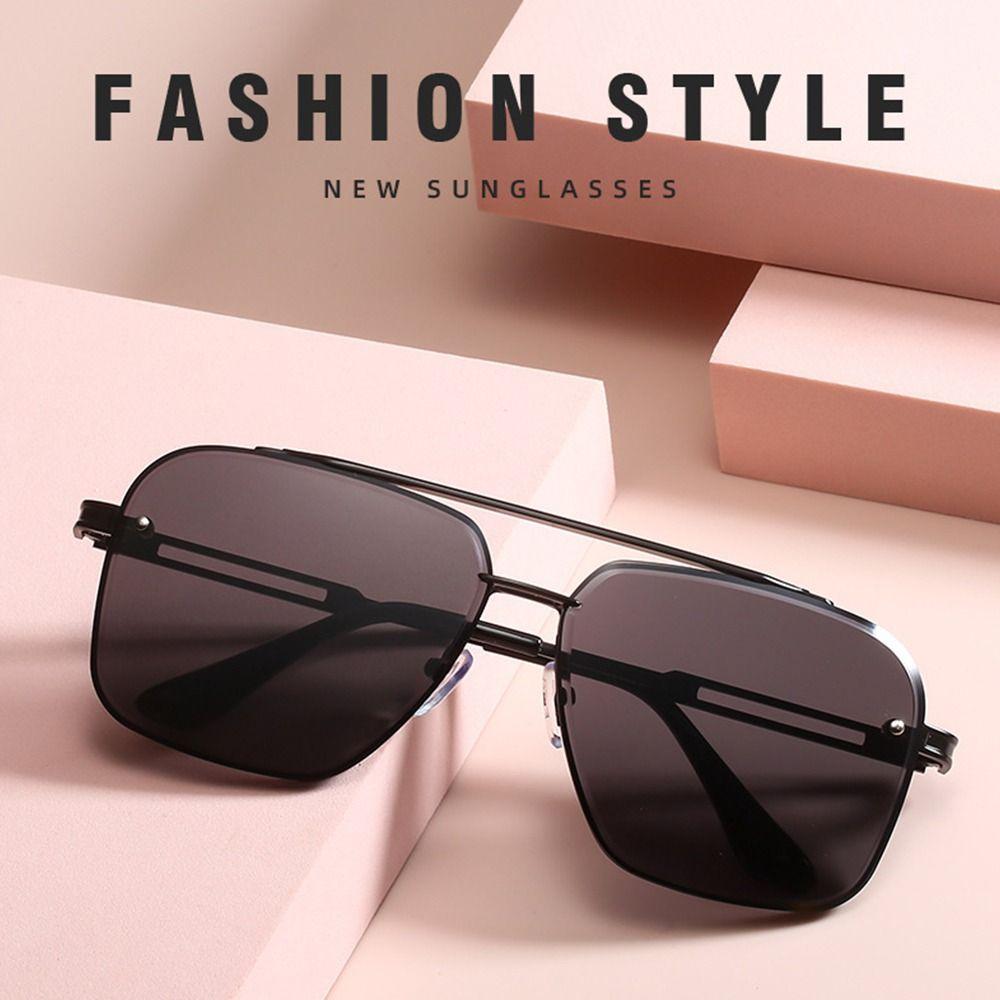 Big Metal Frame Gradient Sunglasses Classic Driving Oversized Square Sunglasses UV400 Protection Traveling Shades
