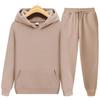 Men's And Women's Solid Color Long Sleeves Two Pieces Set Hooded Oversized Sweatshirt Pant Hoodie Suit Autumn Winter
